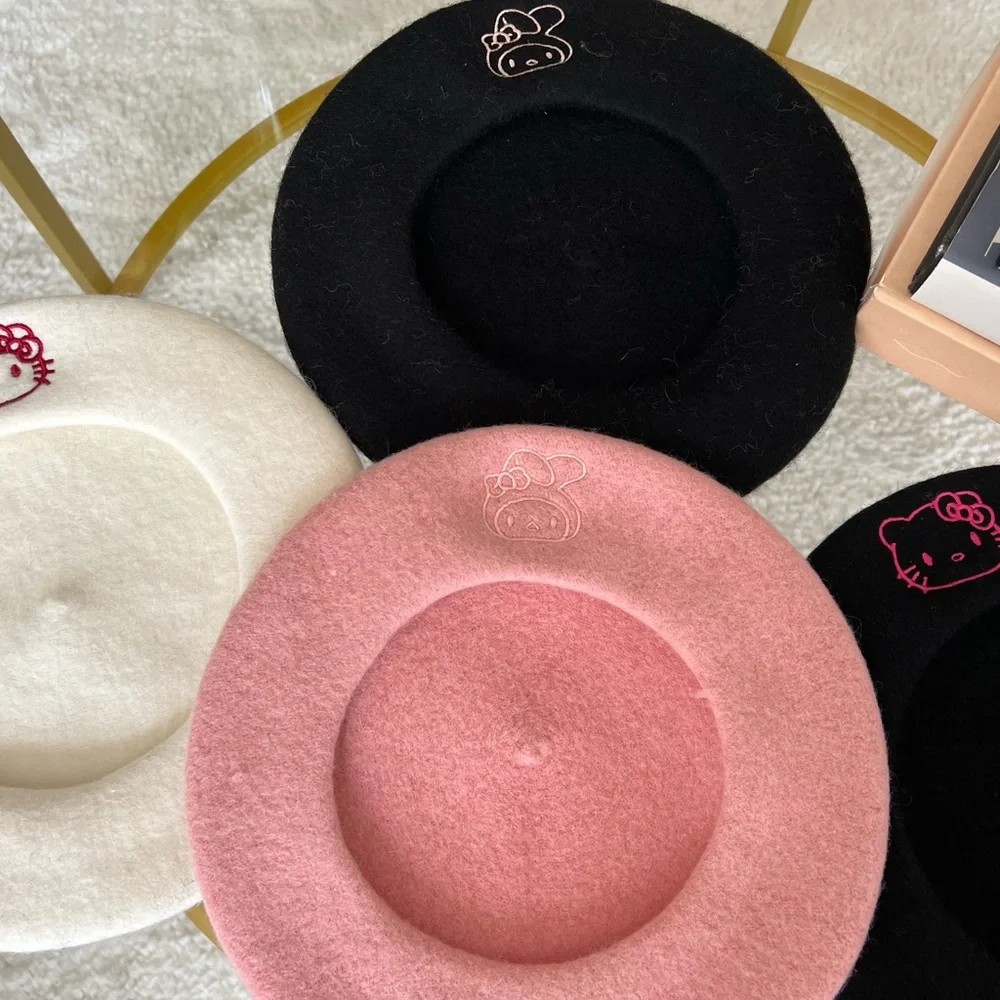 MULTIPLE COLORS AVAILABLE 😍HELLO KITTY OR MY MELODY WOOL BERET - Picture 8 of 8